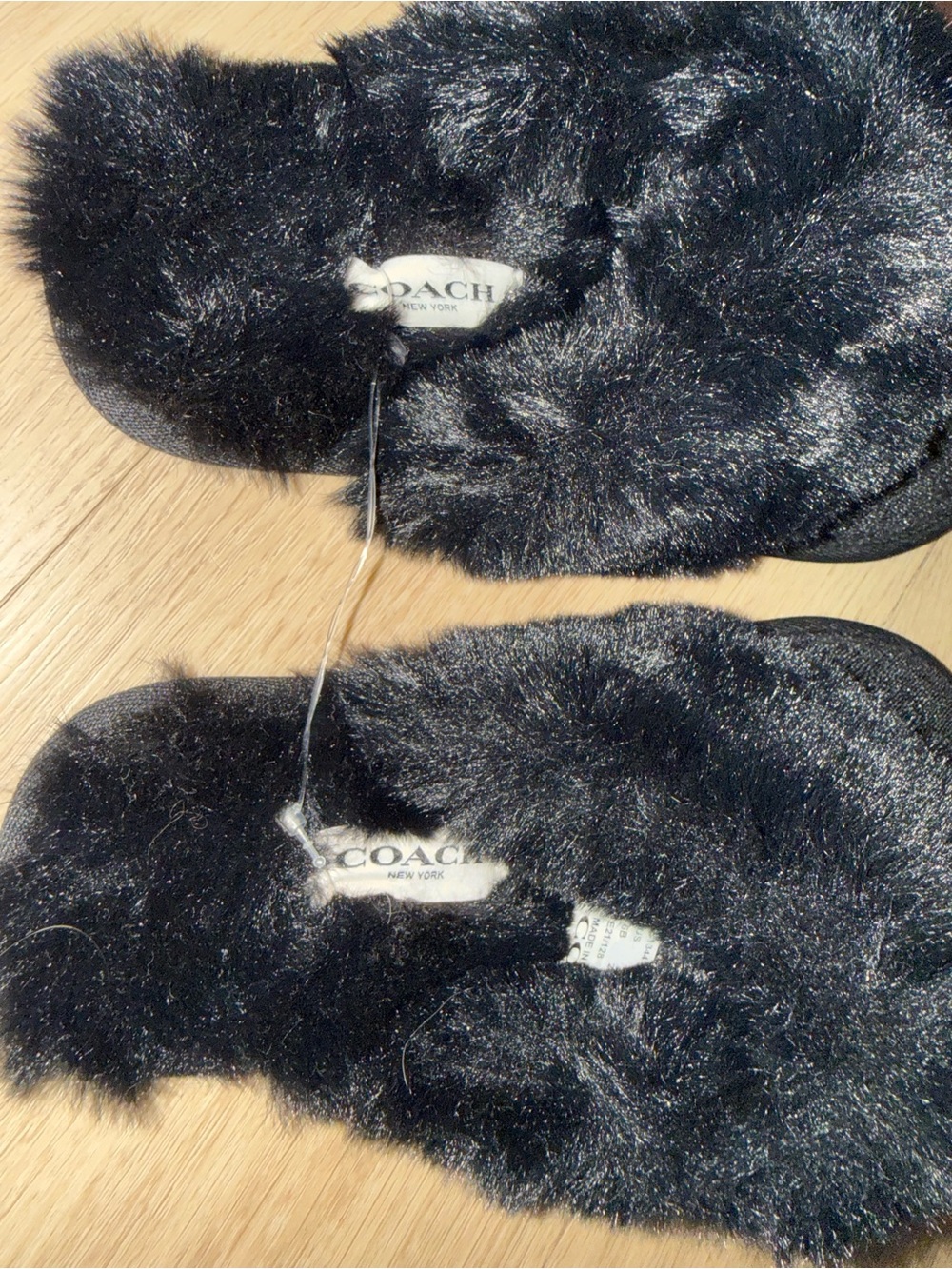 Coach Black Faux Fur Slide Sandals - Picture 3 of 4